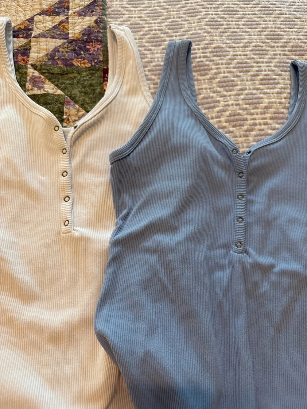 TWO Abercrombie & Fitch Ribbed Snap Front Bodysuits - Picture 2 of 7